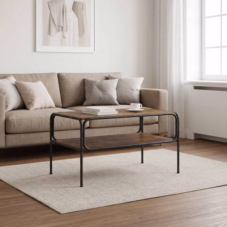 vidaXL Tavolo laterale moderno in rovere color marrone L: 100 cm, P: 50 cm, H: 46 cm