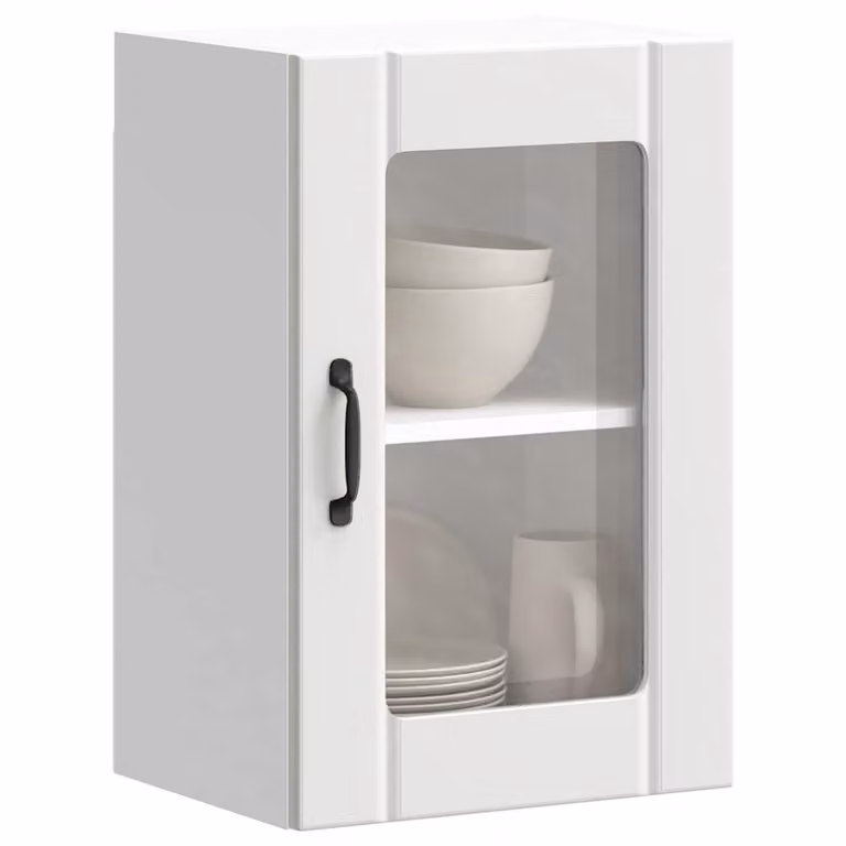 Pensile da cucina moderno vidaXL con ante in vetro e ripiani interni, bianco