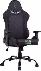 Sedia gaming Skull Factory Advance Black e Green in ecopelle sintetica con poggiatesta e braccioli