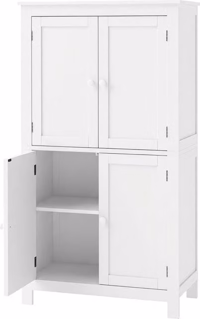 Mobiletto da bagno HOMCOM bianco con 4 ante e ripiani regolabili, L 60 x P 30 x H 110 cm