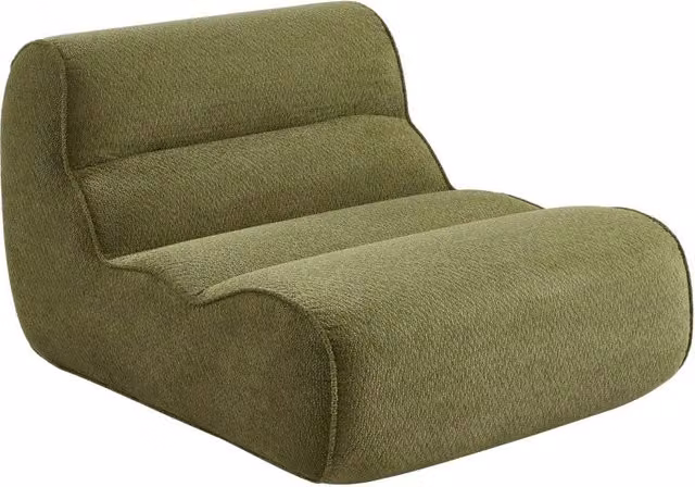 Poltrona moderna SWEEEK in tessuto con struttura imbottita, verde e marrone, L/P/H: 66 x 35 x 108 cm