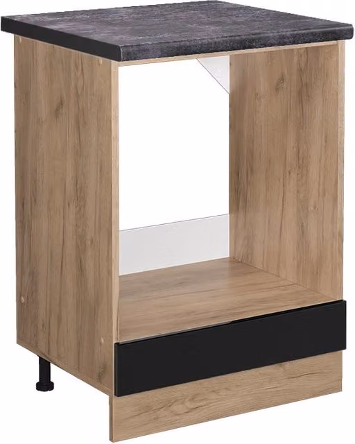 Mobile per forno da incasso Vicco R-Line Nero lucido e Rovere, L: 60 cm, H: 81,6 cm, P: 60 cm, Antracite