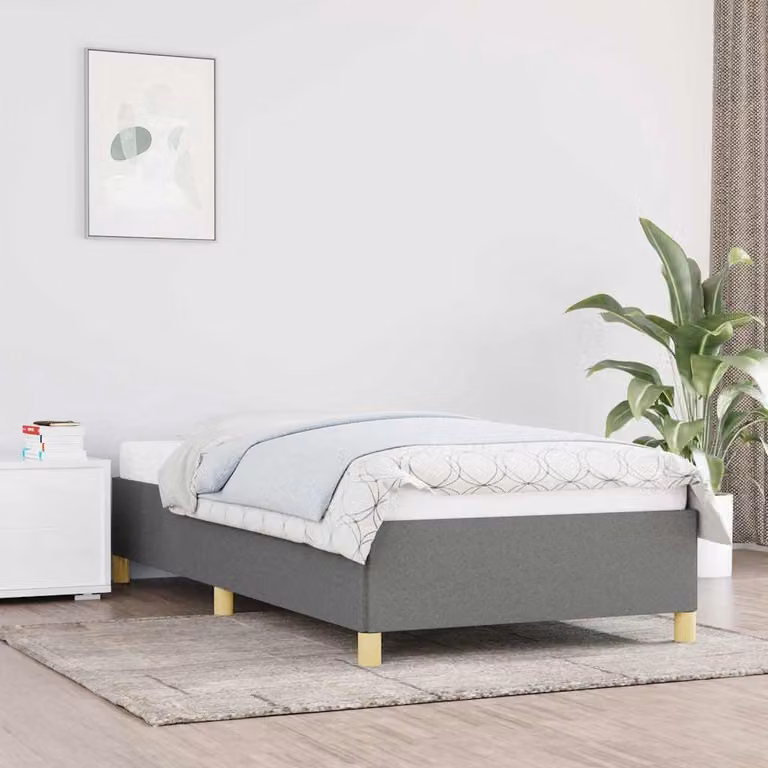 Giroletto vidaXL senza materasso in tessuto grigio con struttura in legno e doghe L/P: 100 x 200 cm