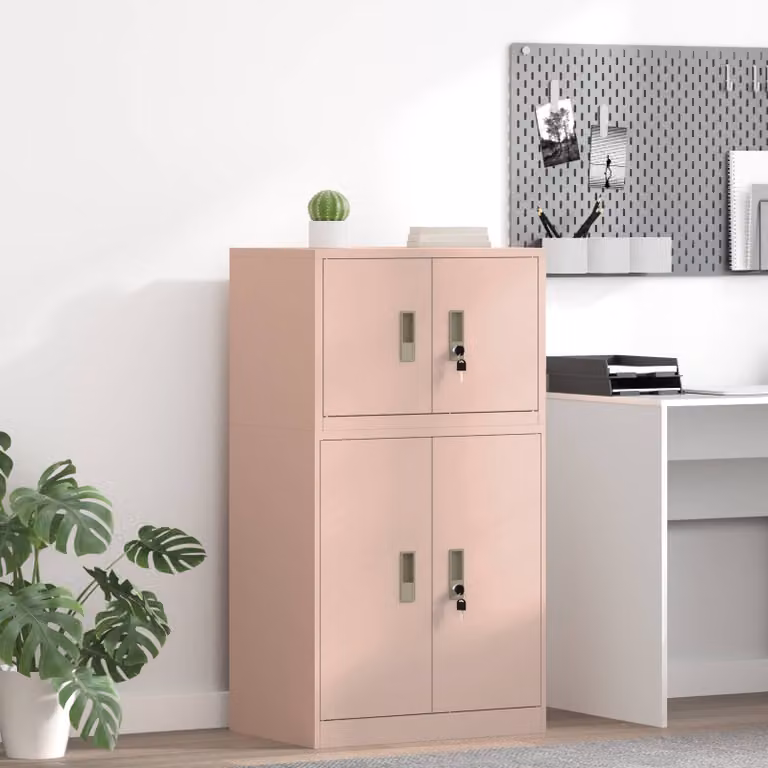 Armadio in metallo rosa con ante a battente e serratura vidaXL L: 60 cm, P: 40 cm, H: 40 cm