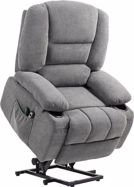 Poltrona relax elettrica HOMCOM con funzione massaggio e calore, inclinazione regolabile e poggia piedi, colore grigio