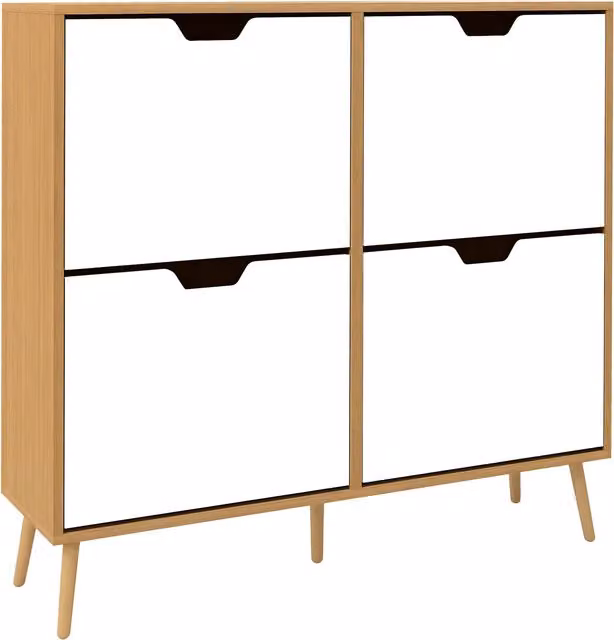 Scarpiera moderna HOMCOM in legno di pino e MDF con scomparti basculanti, disponibile in bianco o marrone, L/P/H: 95 x 26 x 95 cm