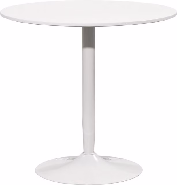 Tavolo da pranzo rotondo HOMCOM per 2 persone, piano in MDF bianco lucido e struttura in metallo, Diametro: 80 cm, Altezza: 75 cm