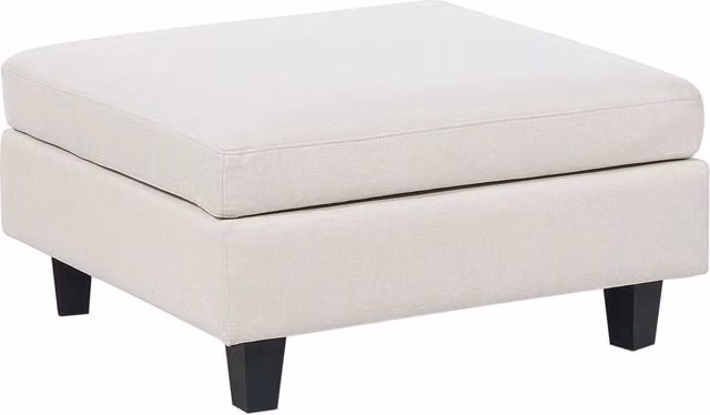 Ottomano Beliani moderno in tessuto beige con struttura in legno e imbottitura, forma a cubo per soggiorno L: 76 cm, P: 76 cm, H: 39 cm