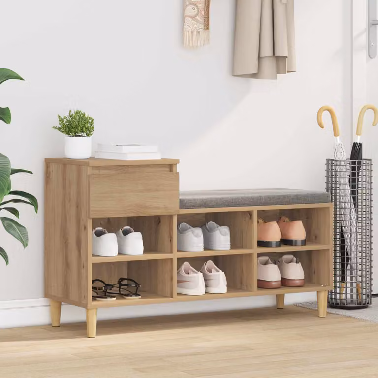 Scarpiera mobile vidaXL in legno ingegnerizzato color rovere marrone L: 102 cm, P: 36 cm, H: 60 cm