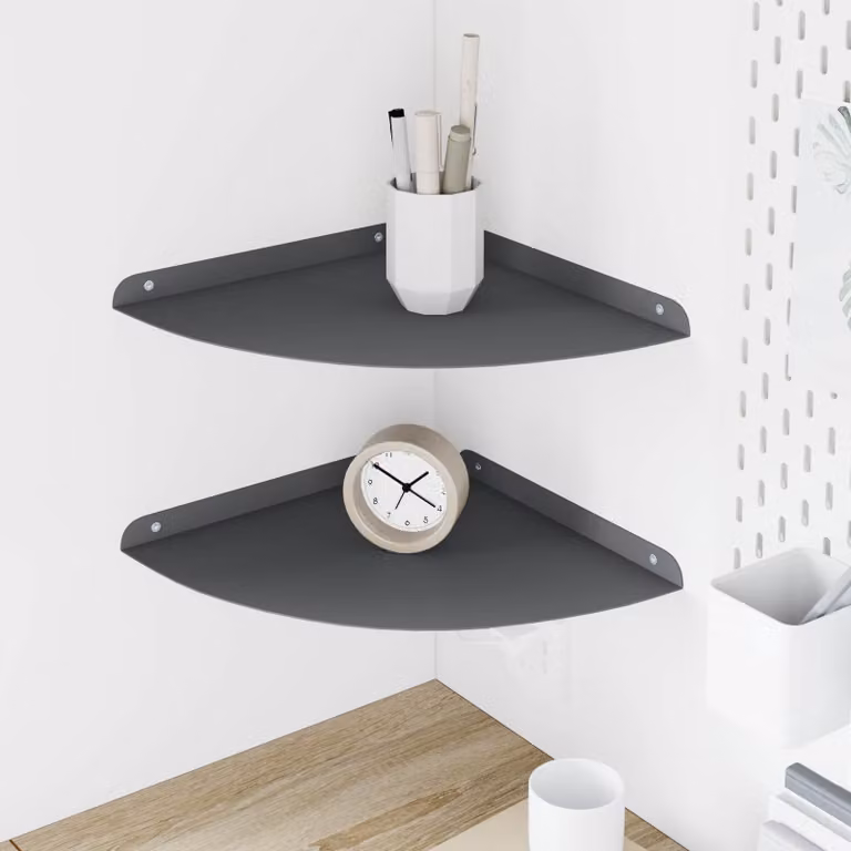 Set di 2 mensole galleggianti da angolo vidaXL in metallo antracite opaco L/P/H: 30 x 30 x 2 cm