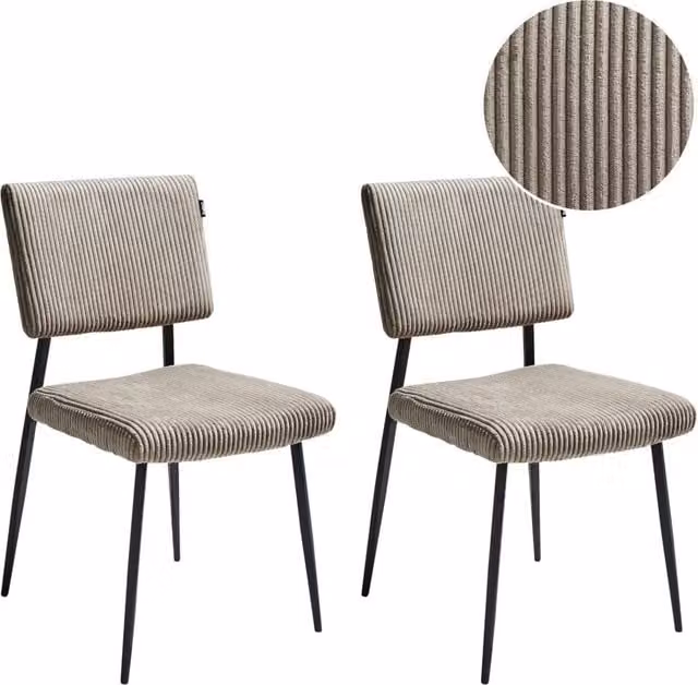 Set di 2 sedie da pranzo BELIANI in velluto beige con seduta rotonda e stile retrò