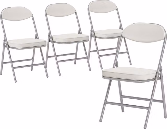 Set da 4 sedie pieghevoli imbottite HOMCOM in velluto a coste con telaio metallico, bianco crema