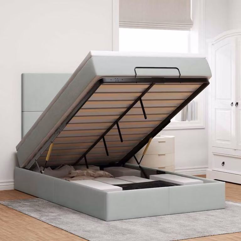Letto Contenitore con Base Lift-Up e Illuminazione Sotto il Letto vidaXL in Velluto con Porte USB, L/P/H: 200 x 120 x 128 cm