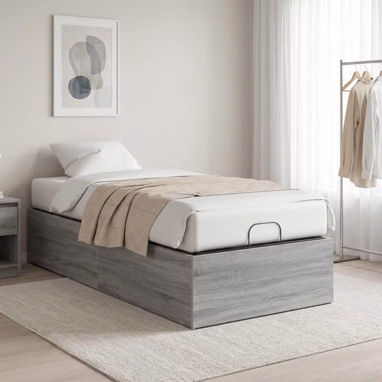 vidaXL Giroletto per rete letto regolabile Sonoma grigio L 90 cm x P 190 cm