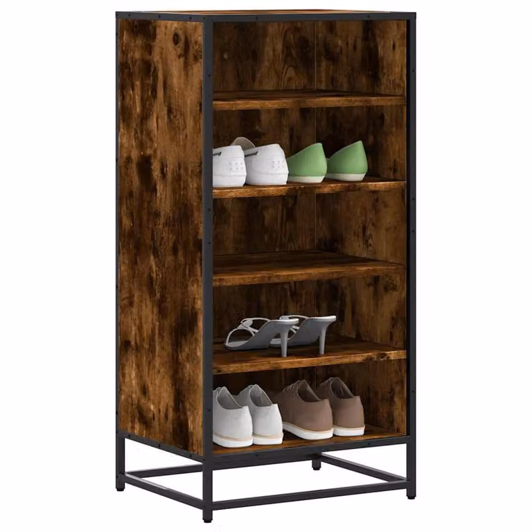 Scarpiera vidaXL in stile industriale con ripiani piatti, colore marrone, L/P/H: 48 x 38 x 97,5 cm