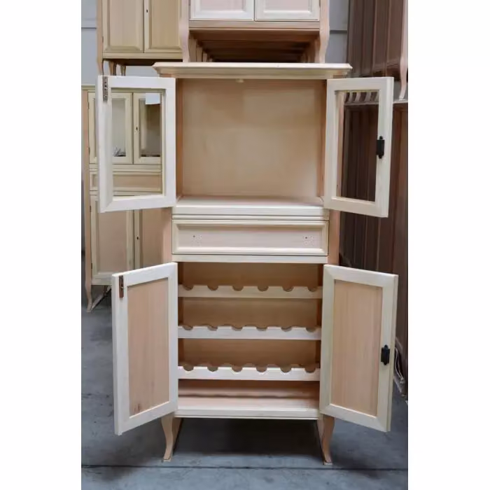 Mobile bar bottigliera classica Mobili 2G in legno grezzo marrone L: 70 cm, P: 43 cm, H: 150 cm