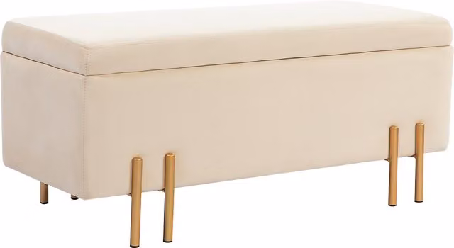 Panca fondo letto moderna HOMCOM con spazio contenitore interno in poliestere beige L 100 x P 40 x H 42 cm