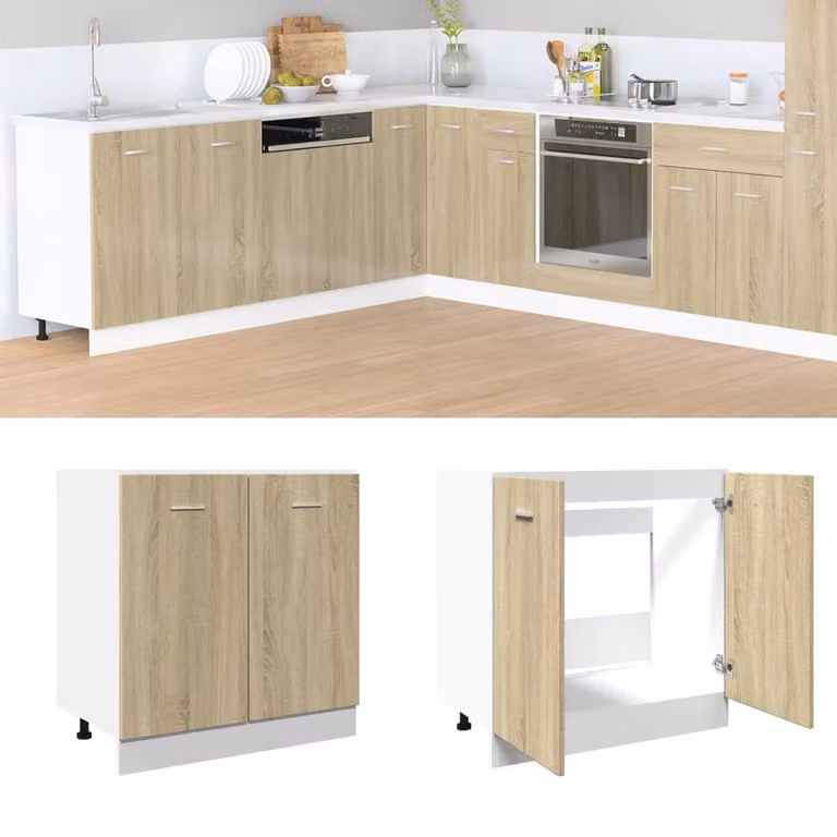 Mobile Sottolavello vidaXL Lyon Rovere Sonoma Marrone L: 80 cm, P: 46 cm, H: 81,5 cm
