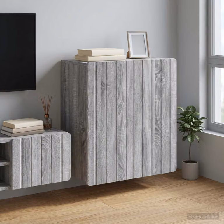Mobiletto a muro moderno vidaXL in legno e MDF grigio L: 59 cm, P: 31 cm, H: 64 cm