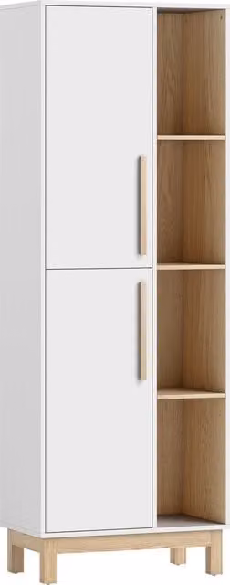 Mobiletto Bagno Salvaspazio HOMCOM Bianco con 2 Ante e 4 Ripiani Regolabili, L: 62.5 cm, P: 35 cm, H: 176 cm