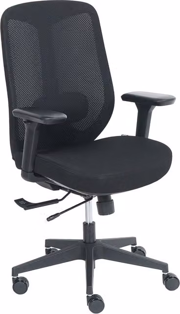 Sedia da ufficio ergonomica BELIANI in tessuto nero con braccioli, sedile regolabile e supporto lombare