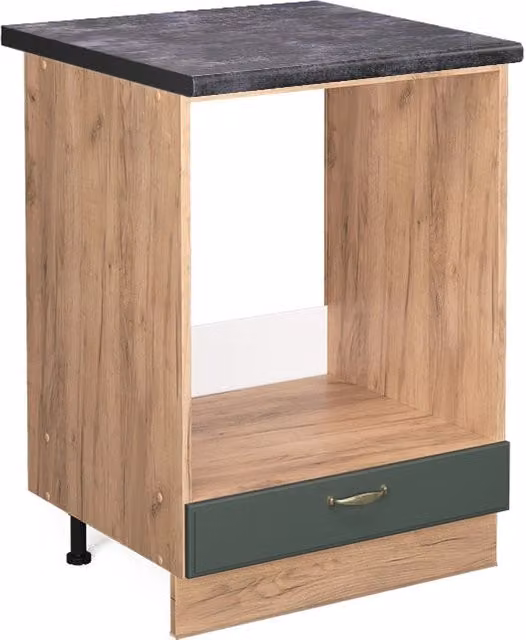Mobile per forno da incasso Vicco Fame-Line Verde-oro rustico e Rovere dorato con base Antracite, L: 60 cm, H: 82 cm