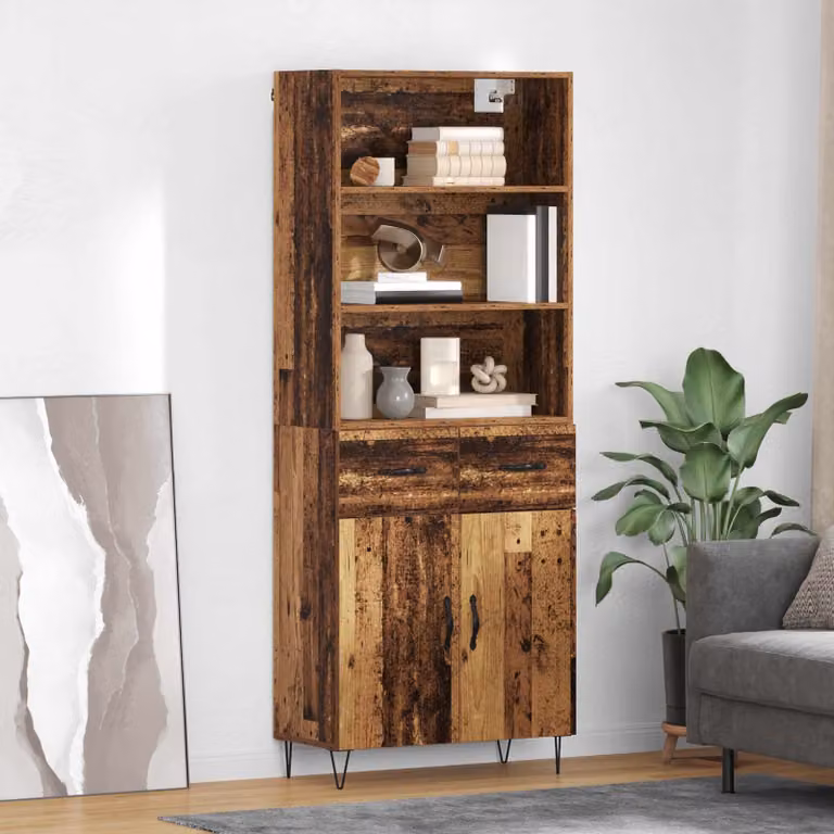 Set di 2 credenze vidaXL in stile industriale color marrone con ante a battente e ripiani interni, L/P/H: 69,5 x 34 x 180 cm