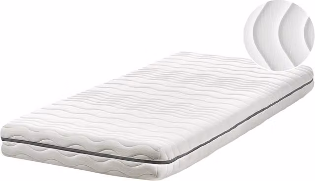 Materasso in Memory Foam BELIANI bianco e grigio con rivestimento rimovibile L 90 cm x P 200 cm