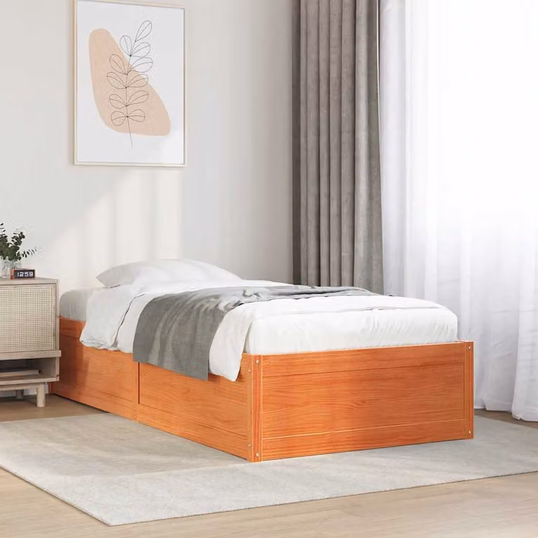 Letto in legno di pino vidaXL Marrone Cera L: 100 cm, P: 200 cm