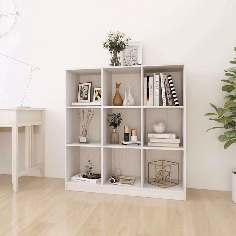Libreria/Divisorio vidaXL in Massello di Pino Bianco L: 104 cm, P: 33,5 cm, H: 110 cm