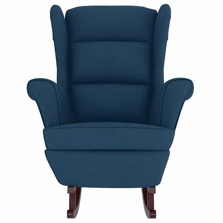 vidaXL Sedia a dondolo con schienale alto in velluto blu con braccioli e struttura in legno