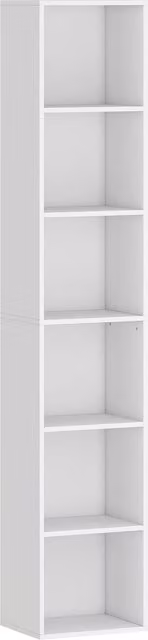 Libreria HOMCOM a 6 Ripiani Autoportante per Soggiorno, Colore Bianco
