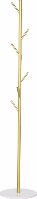 Appendiabiti da terra autoportante HOMCOM con 8 ganci, base in marmo e acciaio, Oro e Bianco, H 164 cm, Ø 32 cm