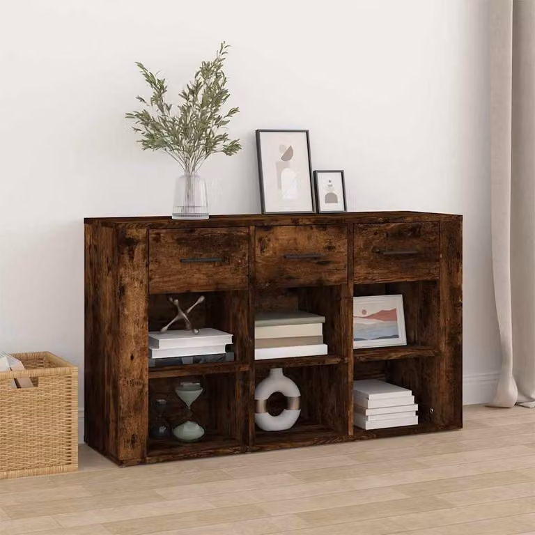 Credenza vidaXL in Rovere Fumo e Legno Multistrato, L 100 cm x P 30 cm x H 59,5 cm