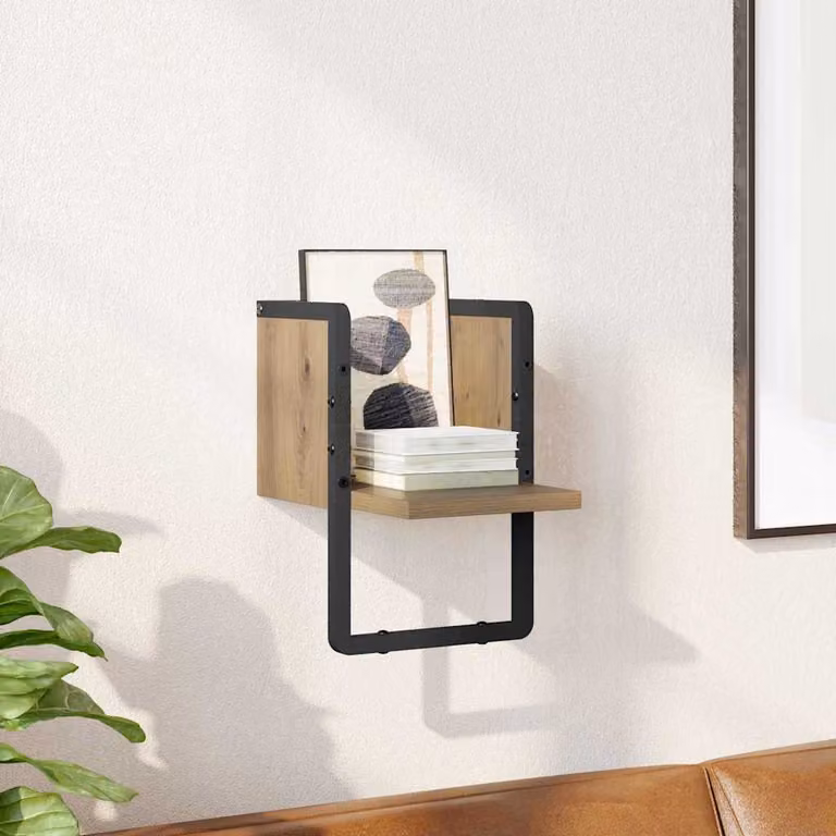 Scaffale da parete moderno vidaXL in legno e metallo, colore marrone, L 20 cm x P 25 cm x H 30 cm