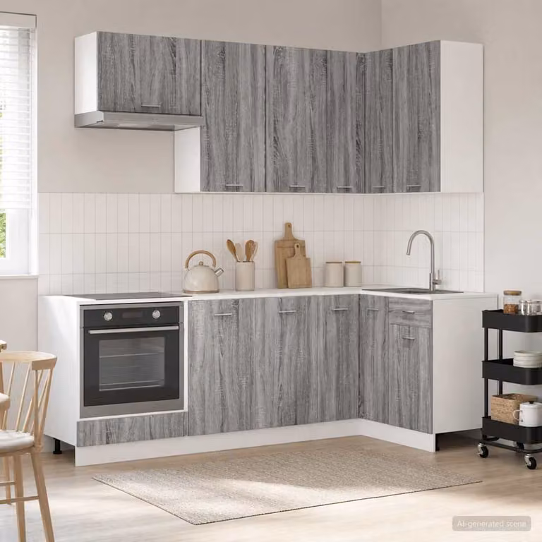 Unità Cucina Moderna vidaXL LYON 8 Pezzi in Legno Ingegnerizzato Grigio Opaco