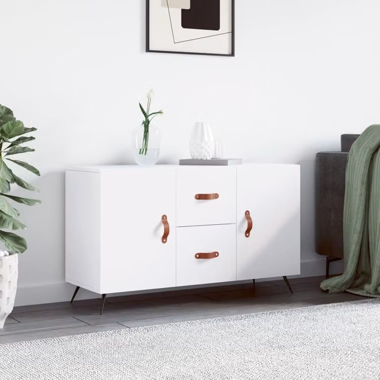 Credenza moderna vidaXL in legno e metallo bianca L/P/H: 100 x 36 x 60 cm
