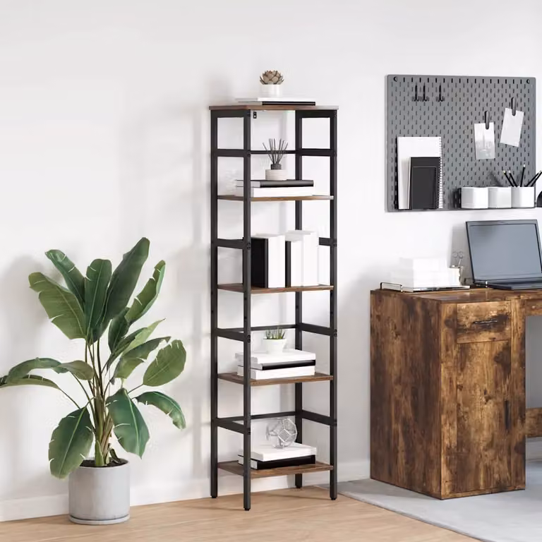 Libreria a 4 livelli vidaXL in stile industrial, colore marrone, L 40 cm x P 29,5 cm x H 149 cm
