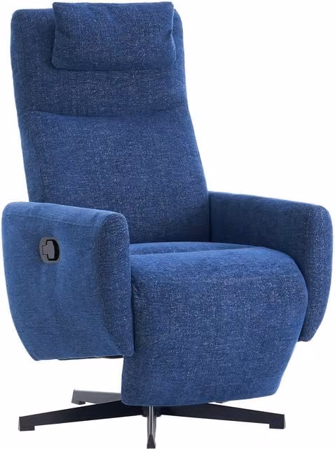 Poltrona relax reclinabile DEKO COLLECTION con base girevole 360 gradi e braccioli, Blu, L: 67 cm, P: 80,5 cm, H: 110 cm