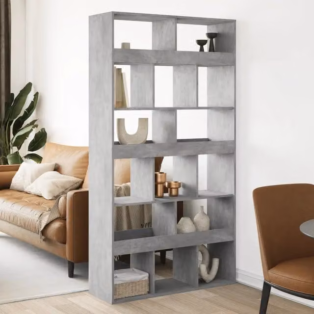 Libreria Design Mania Grigio Cemento in MDF per Soggiorno o Ufficio, L 100 cm x P 33 cm x H 187,5 cm