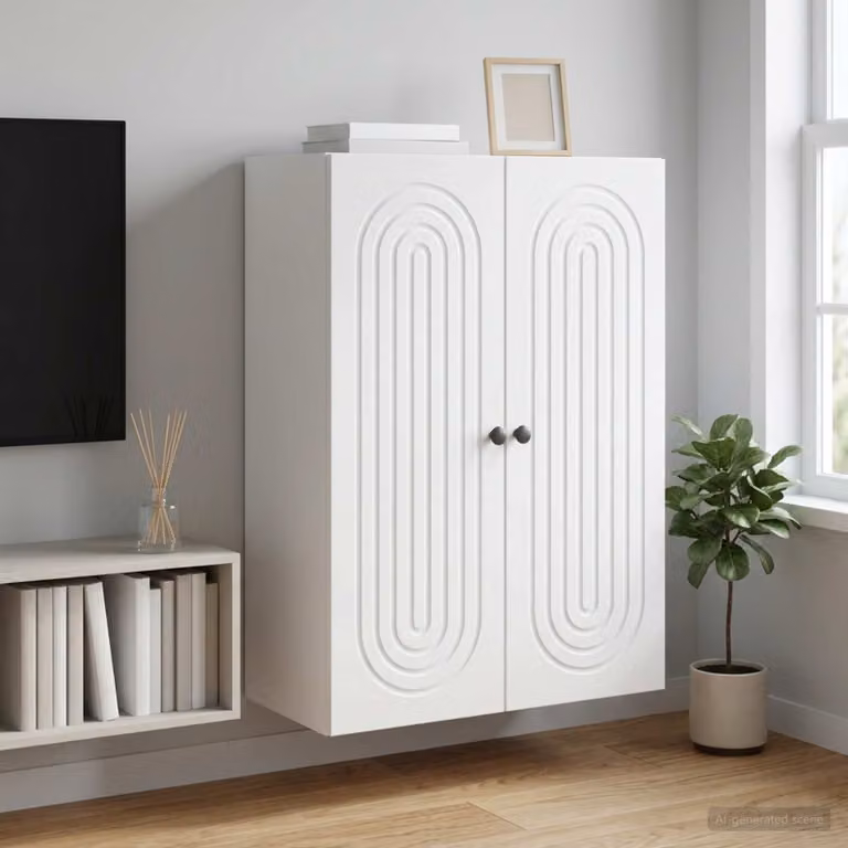 Mobiletto a muro vidaXL Bianco Moderno in MDF e Metallo L: 66 cm, P: 34,5 cm, H: 90 cm
