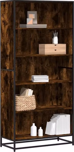 Libreria scaffale in stile industrial Design Mania color marrone con ripiani in legno e metallo L: 80,5 cm, P: 35 cm, H: 170,5 cm