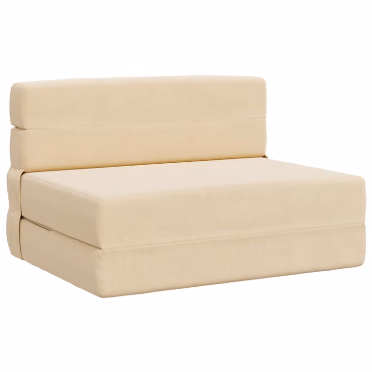 vidaXL Divano Letto Pieghevole Moderno in Tessuto Beige L: 70 cm, P: 80 cm, H: 60 cm