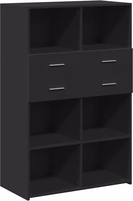 Credenza moderna nera in legno multistrato da appendere alla parete L 80 x P 42,5 x H 124 cm