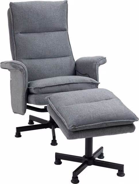Poltrona Relax Massaggiante HOMCOM con Pouf e Telecomando, 8 Punti Massaggio e 5 Programmi, Grigio