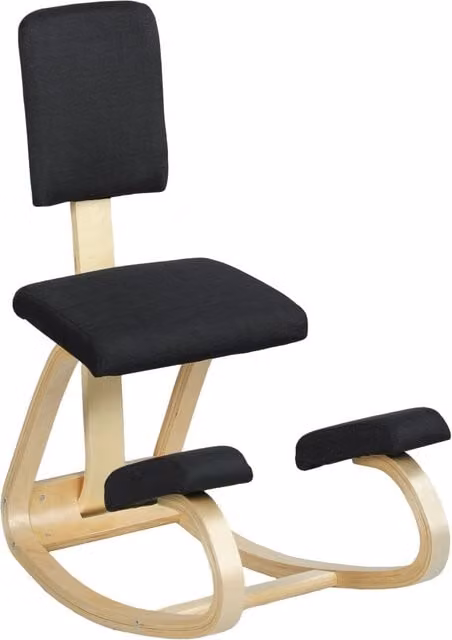 Sedia Inginocchiatoio Dondolante Zephmum in Legno di Betulla e Tessuto Effetto Lino, Nero, L/P/H: 51 x 84 x 93 cm
