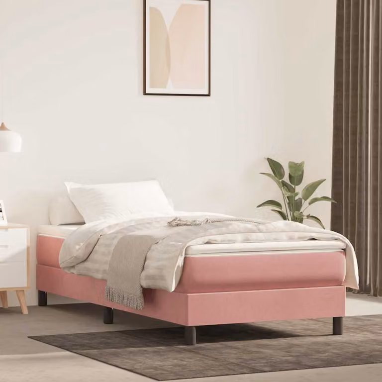 vidaXL Materasso a Molle Insacchettate in Velluto Rosa e Bianco, Rigidità Media H3, L 90 x P 220 x H 20 cm
