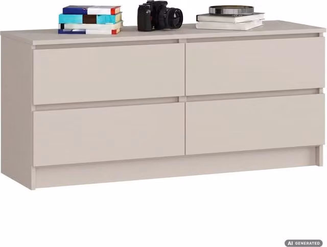 Comò K120 Akord Furniture Factory Beige con 4 cassetti L/P/H: 120 x 40 x 55 cm