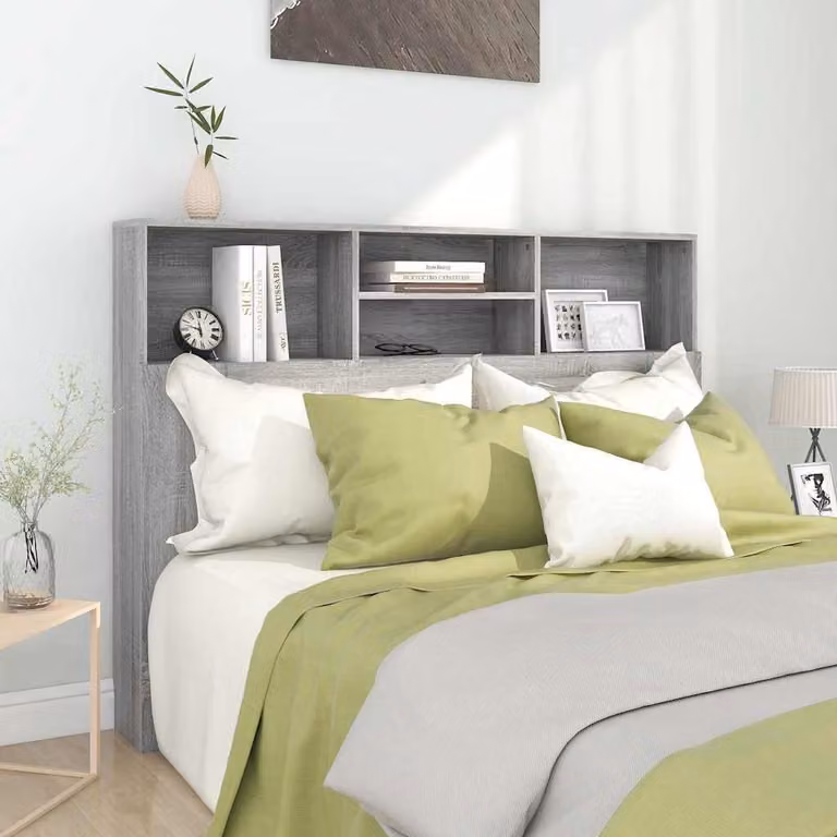 Testiera per letto con scomparti laterali vidaXL, Grigio Sonoma, L 140 x P 19 x H 103,5 cm