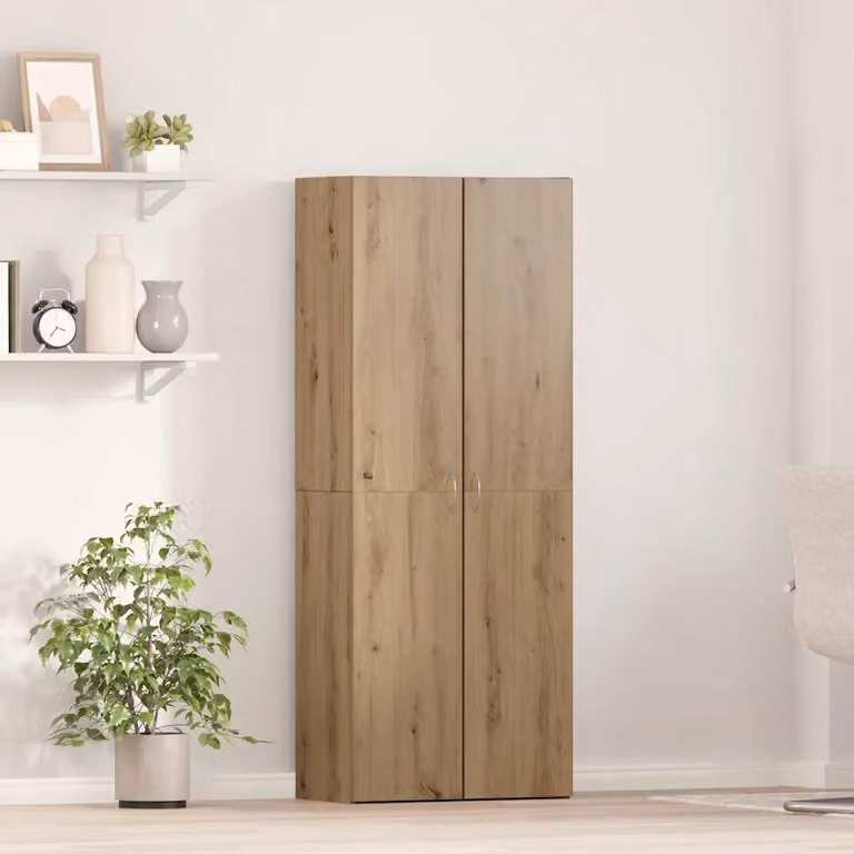 Mobile per ufficio vidaXL in rovere artigianale marrone con ante a battente e ripiani regolabili L: 60 cm, P: 32 cm, H: 152,5 cm